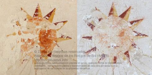 MASS, relox Vertical Meridional DEclinante 28º al Poniente (detalle del Sol)