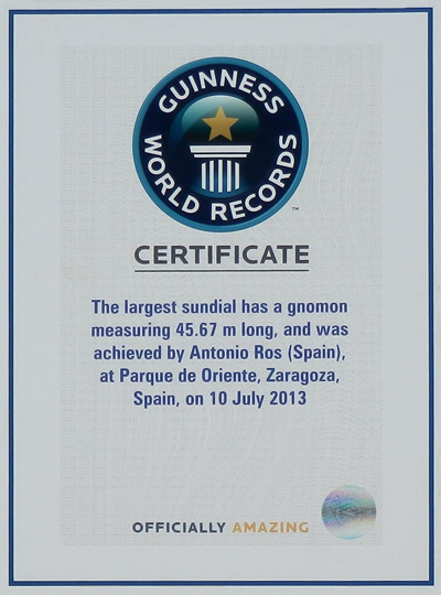 Record Guinness de mayor reloj de sol