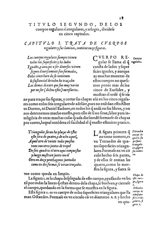 TITVLO II. DE LOS CVERPOS REGVLARES E IRREGVLARES, RELOGES. CAPITVLO I TRATA DE LOS CVERPOS REGVLARES Y SVS ...arphe-libro1_P47