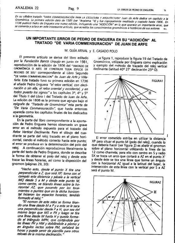 CORRIGENDUM AL ADDENDUM por Manuel Guía Arnal y Enrique Casado Polo - 1998 Arphe-Analema22_P01