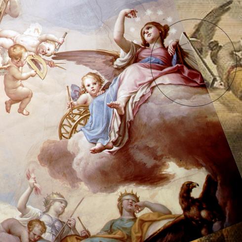 Apolo protegiendo las Ciencias y las Artes (detalle)